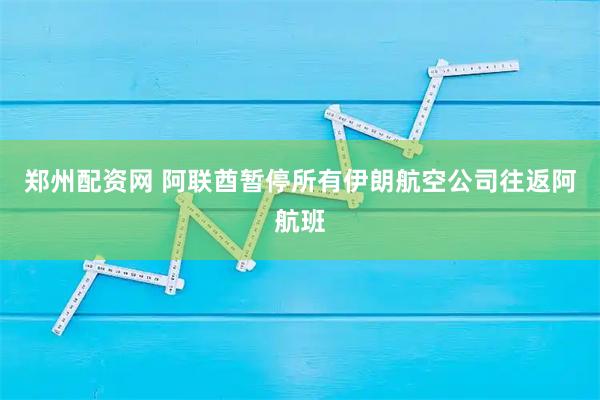郑州配资网 阿联酋暂停所有伊朗航空公司往返阿航班